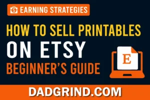How to sell printables on Etsy – beginner’s guide thumbnail with Etsy document icon and bold text