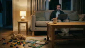 dad building a side hustle at night after work